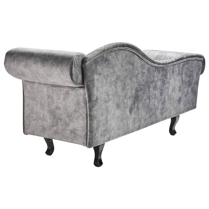 Chaise Lounge in velluto grigio imbottito a lato destro con cuscino in stile retrò tradizionale Facile da pulire Adatto agli animali domestici