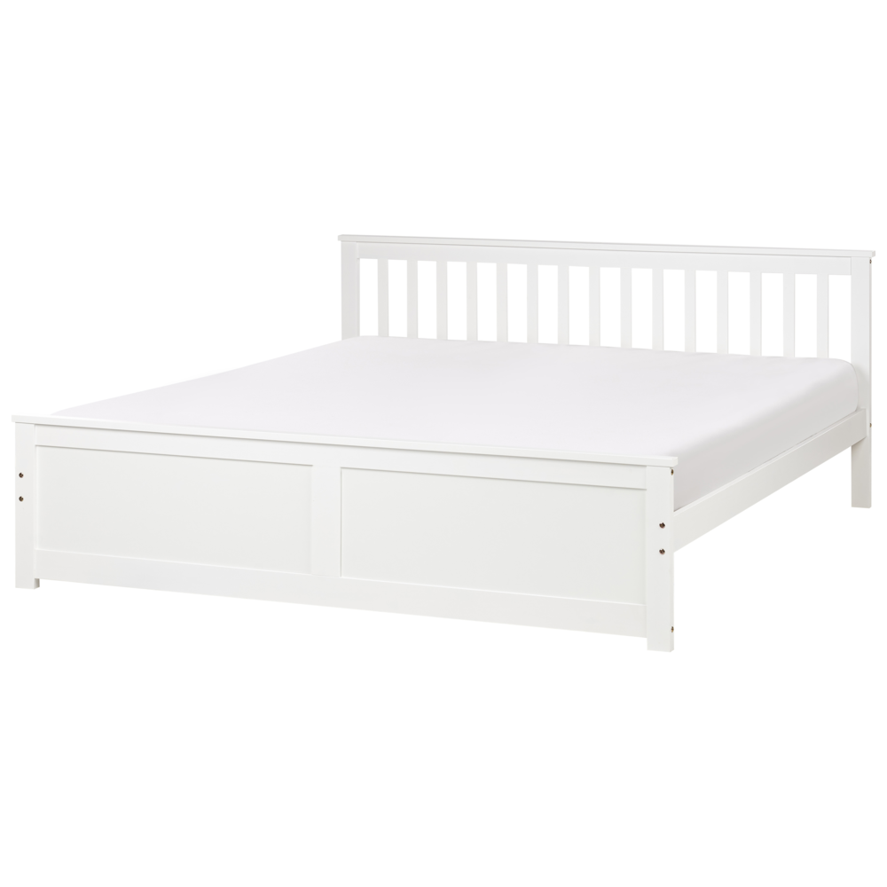 Letto in legno di pino bianco Dimensioni singole 90 x 200 Testiera a doghe minimalista