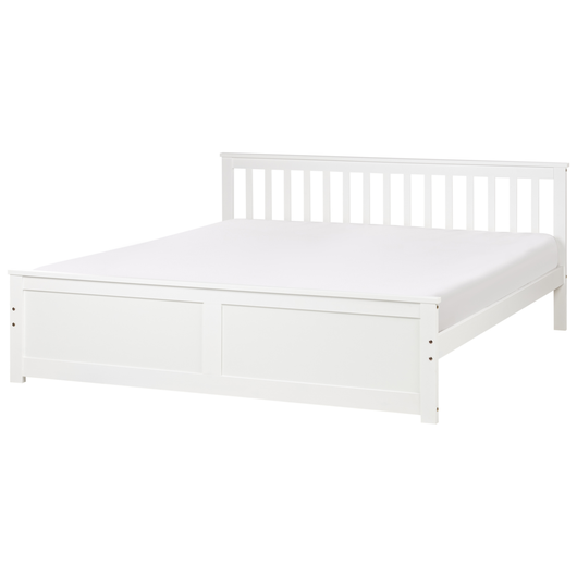 Letto in legno di pino bianco Dimensioni singole 90 x 200 Testiera a doghe minimalista