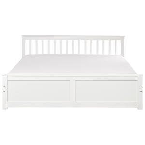 Letto in legno di pino bianco Dimensioni singole 90 x 200 Testiera a doghe minimalista