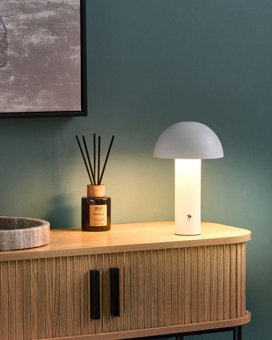 Lampada da tavolo bianca a LED senza fili in ferro per interni e per esterni Fungo moderno