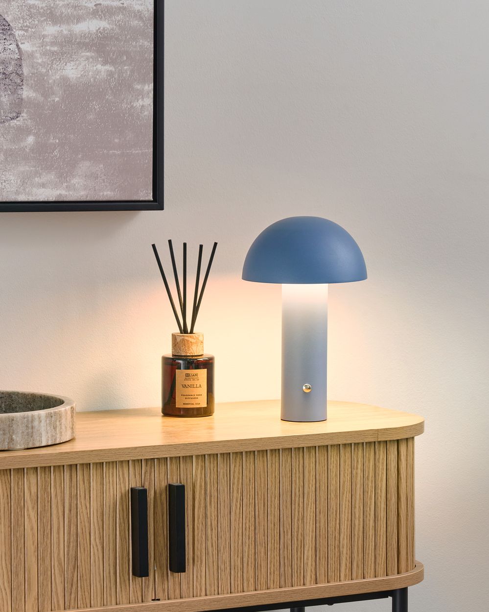 Lampada da tavolo blu a LED senza fili in ferro per interni e per esterni Fungo moderno