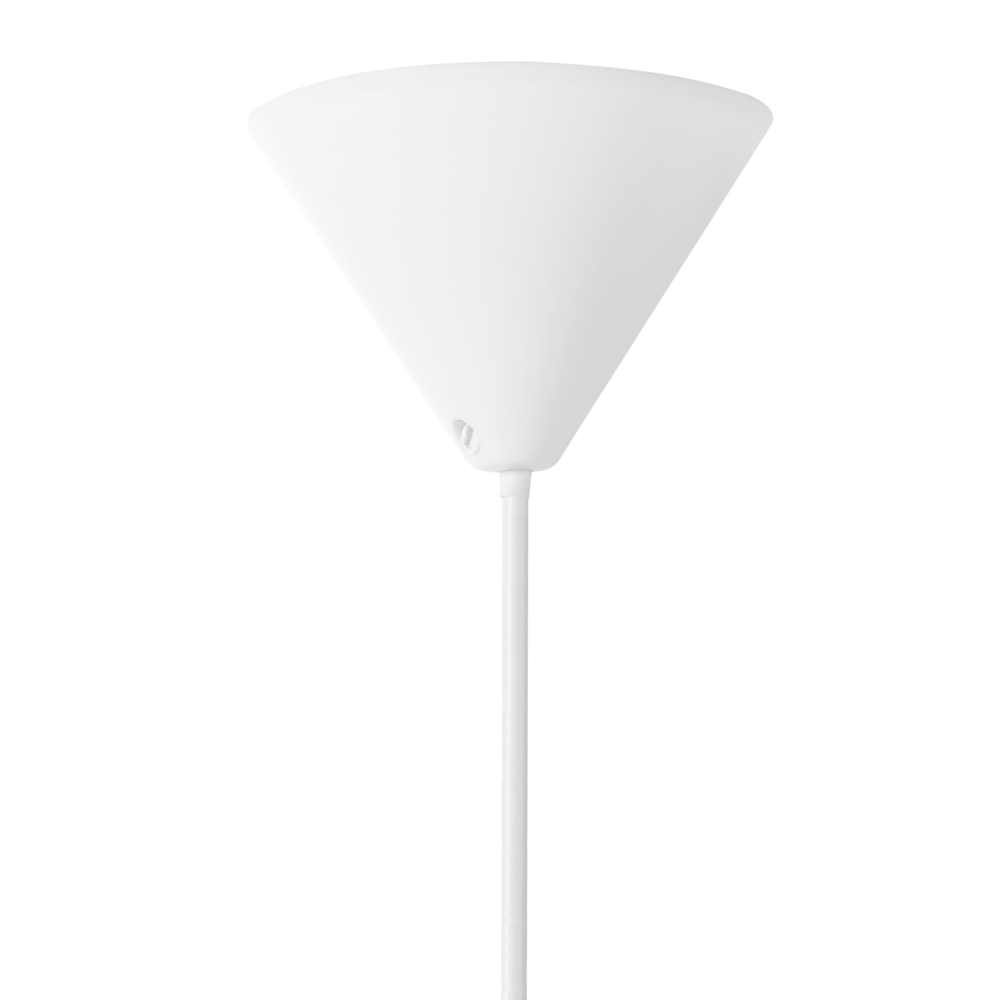Lampada a sospensione con paralume in nylon bianco design moderno ideale per il soggiorno.