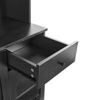 Vetrinetta in vetro Nero Particle Board Vetro temperato con ripiani e cassetti Sala da pranzo Elegante