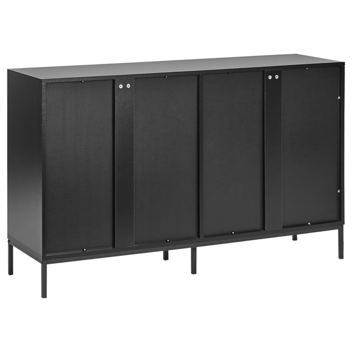 Credenza in truciolato nero in vetro temperato con ripiani gambe in ferro Sala da pranzo Elegante