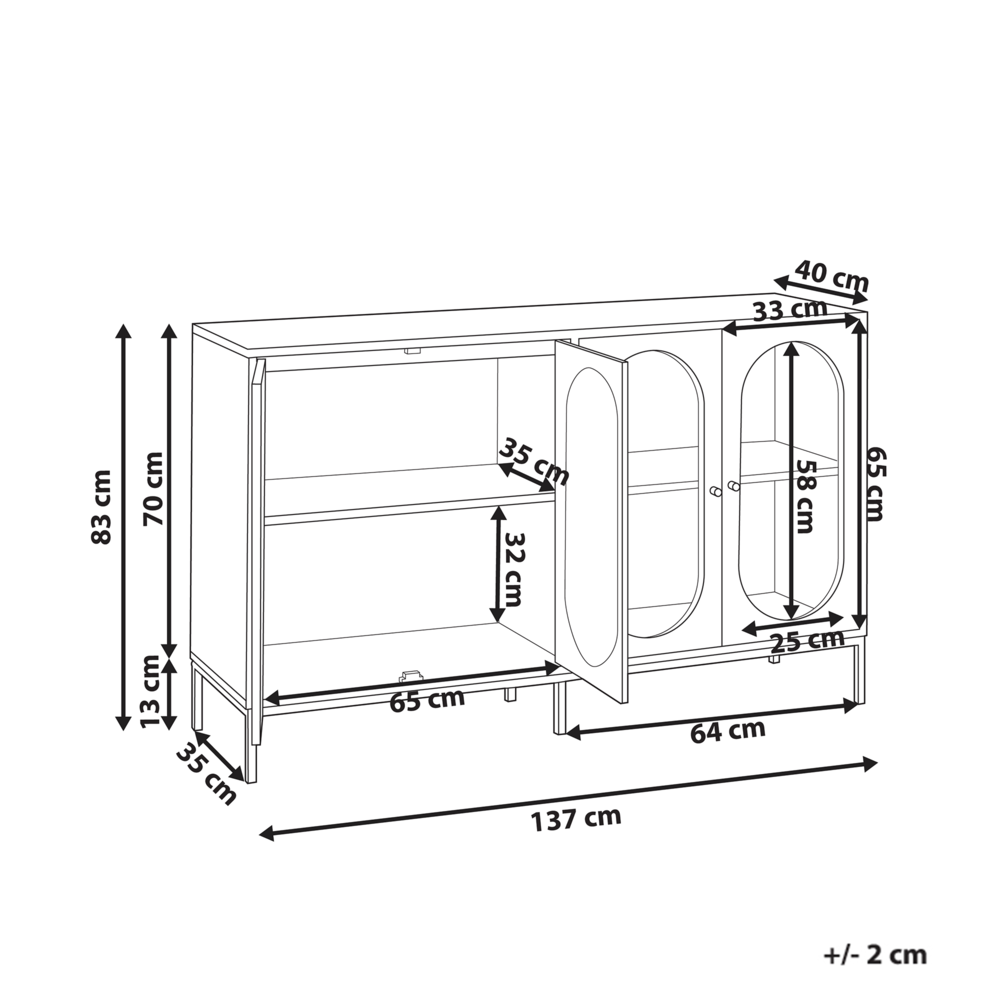 Credenza in truciolato nero in vetro temperato con ripiani gambe in ferro Sala da pranzo Elegante