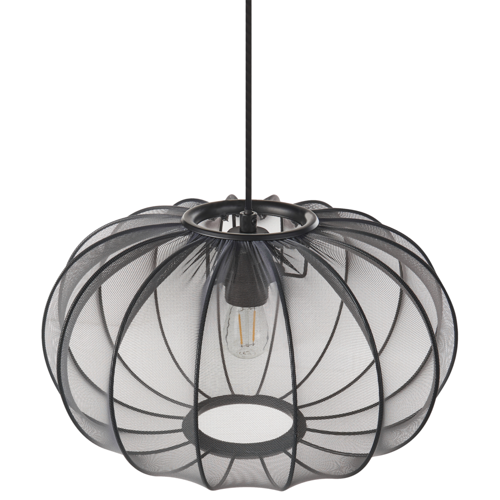 Lampada a sospensione con paralume in nylon nero Design moderno Luce per il soggiorno