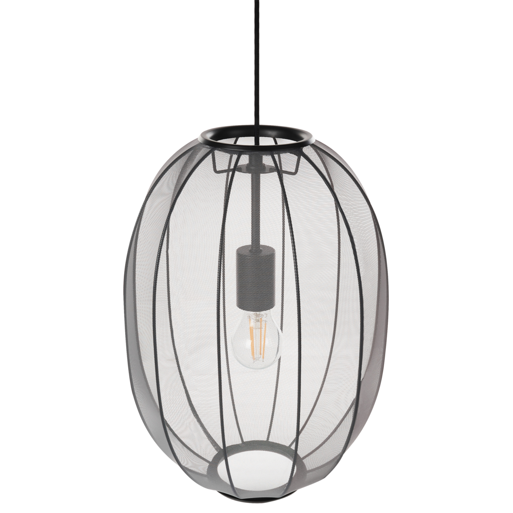 Lampada a sospensione con paralume in nylon nero Design moderno Luce per il soggiorno