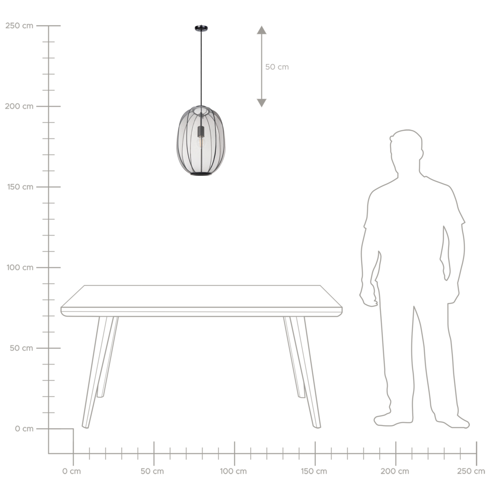 Lampada a sospensione con paralume in nylon nero Design moderno Luce per il soggiorno