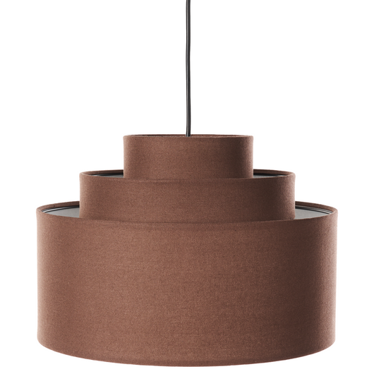 Lampada a sospensione con paralume in tessuto di lino marrone Design moderno Luce per il soggiorno
