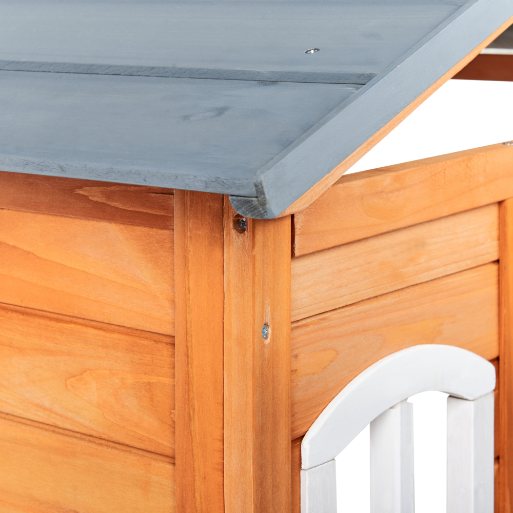 Casetta da giardino in legno di abete chiaro per esterni con panchina e cassetta postale