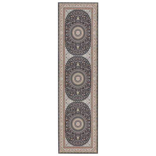 Tappeto Runner in poliestere multicolore 80 x 300 cm motivo orientale fondo antiscivolo stile vintage corridoio moderno
