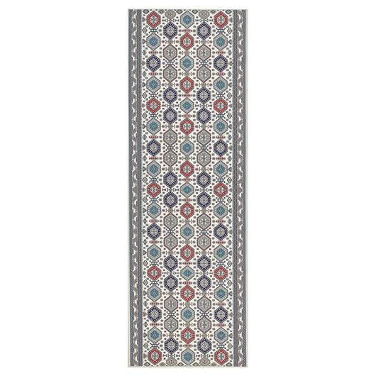 Tappeto Runner in poliestere multicolore 80 x 240 cm motivo orientale fondo antiscivolo stile vintage corridoio moderno