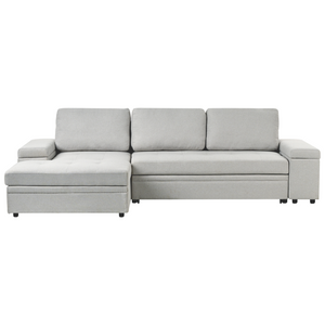 Divano letto angolare Grigio chiaro in tessuto imbottito Orientamento a destra con letto contenitore