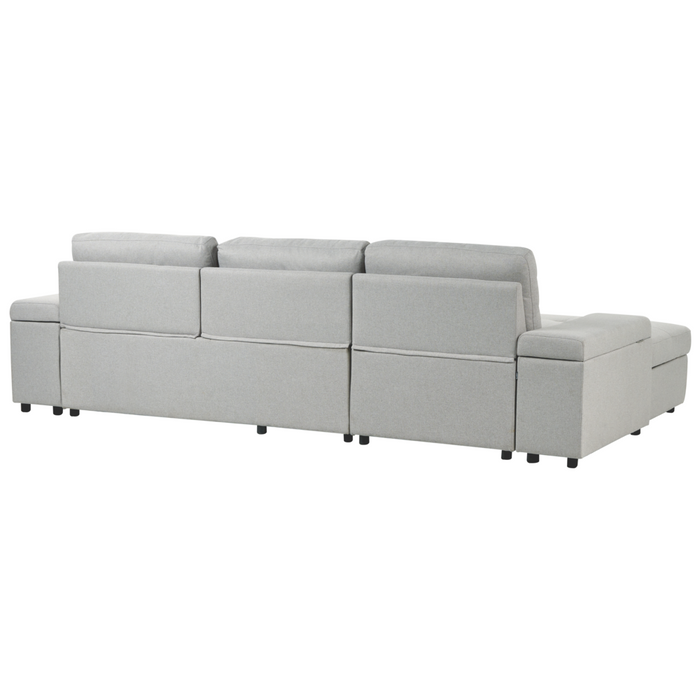 Divano letto angolare Grigio chiaro in tessuto imbottito Orientamento a destra con letto contenitore