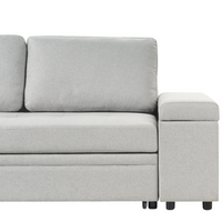 Divano letto angolare Grigio chiaro in tessuto imbottito Orientamento a destra con letto contenitore