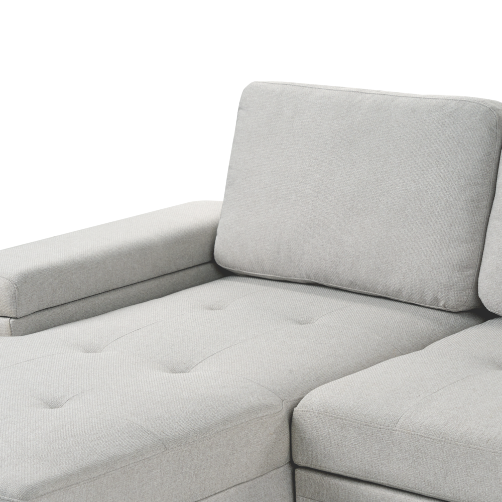 Divano letto angolare Grigio chiaro in tessuto imbottito Orientamento a destra con letto contenitore