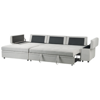 Divano letto angolare Grigio chiaro in tessuto imbottito Orientamento a destra con letto contenitore