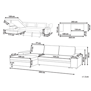 Divano letto angolare Grigio chiaro in tessuto imbottito Orientamento a destra con letto contenitore