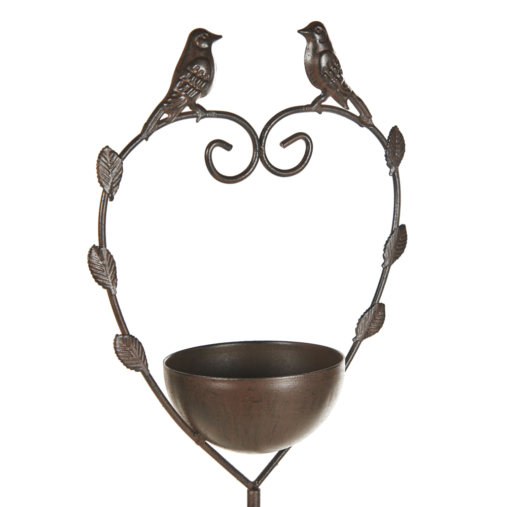 Uccelliera marrone Fontana d'acqua per uccelli in ferro per giardino Accento decorativo all'aperto abbeveratoio