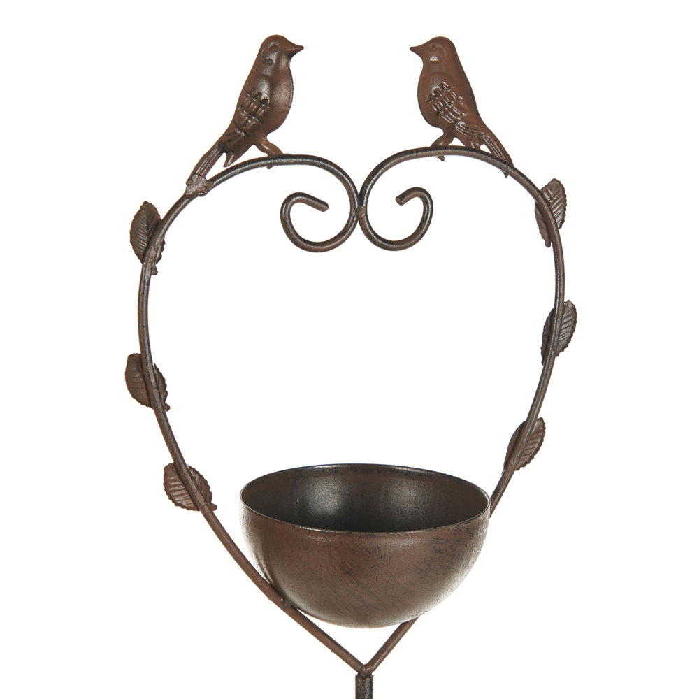 Uccelliera marrone Fontana d'acqua per uccelli in ferro per giardino Accento decorativo all'aperto abbeveratoio