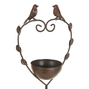 Uccelliera marrone Fontana d'acqua per uccelli in ferro per giardino Accento decorativo all'aperto abbeveratoio