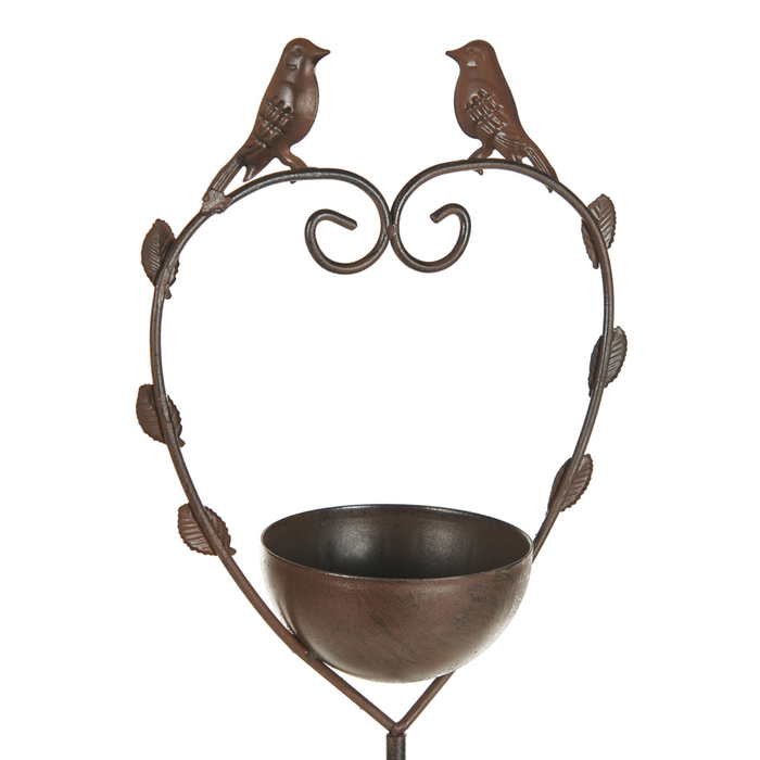 Uccelliera marrone Fontana d'acqua per uccelli in ferro per giardino Accento decorativo all'aperto abbeveratoio