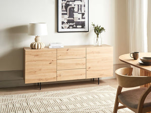 Credenza in legno chiaro 3 cassetti 2 ante stile rustico scandinavo