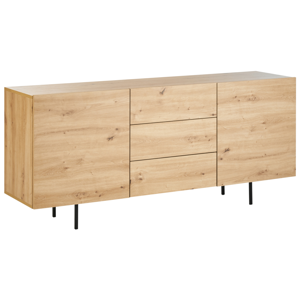 Credenza in legno chiaro 3 cassetti 2 ante stile rustico scandinavo