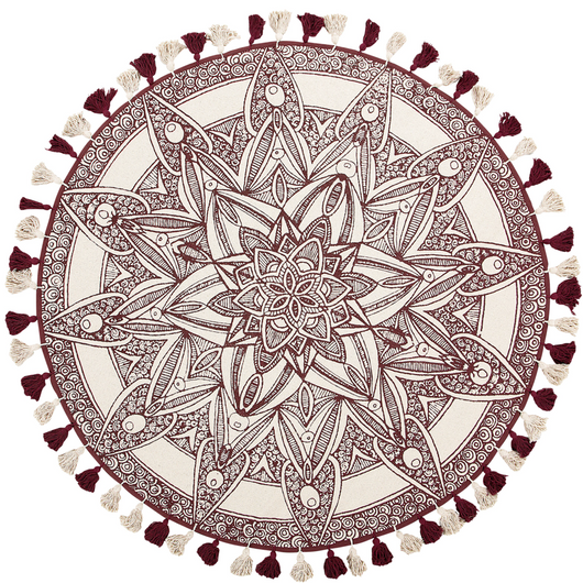 Tappeto Panna Cotone Tondo Orientale Soggiorno ø 120 cm stile moderno