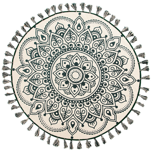 Tappeto tappetino Panna Cotone Tondo Orientale Soggiorno ø 120 cm IRICE