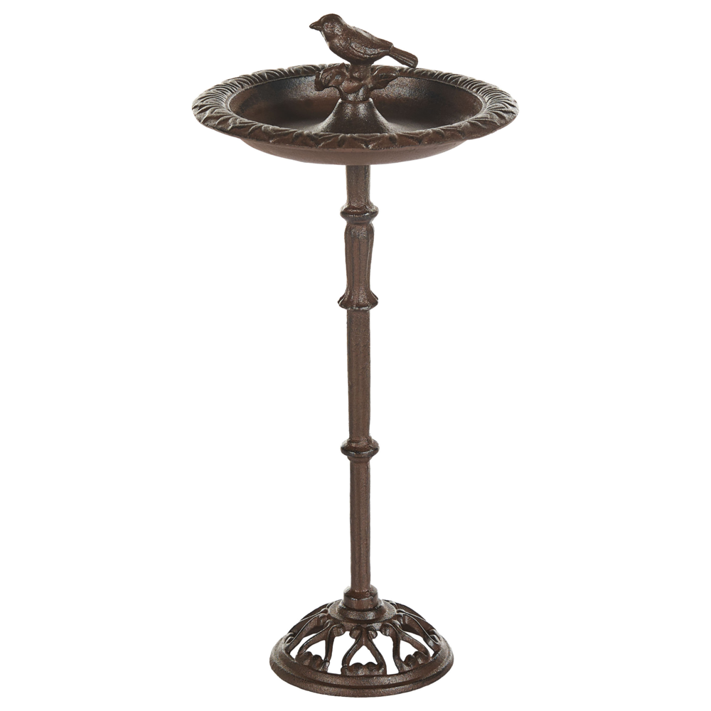 Fontana Uccelliera marrone Alimentatore d'acqua per uccelli in ferro per giardino Accento decorativo all'aperto