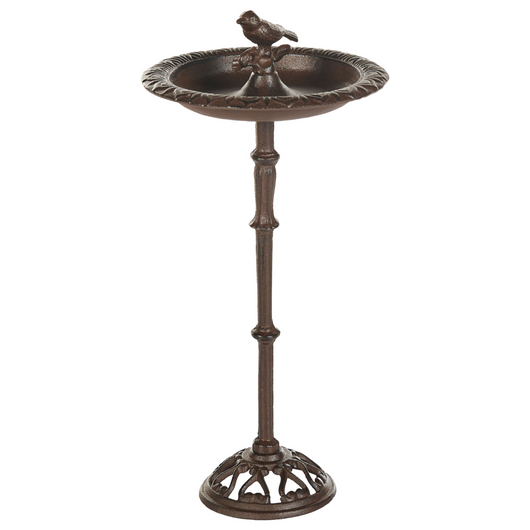 Fontana Uccelliera marrone Alimentatore d'acqua per uccelli in ferro per giardino Accento decorativo all'aperto