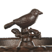 Fontana Uccelliera marrone Alimentatore d'acqua per uccelli in ferro per giardino Accento decorativo all'aperto