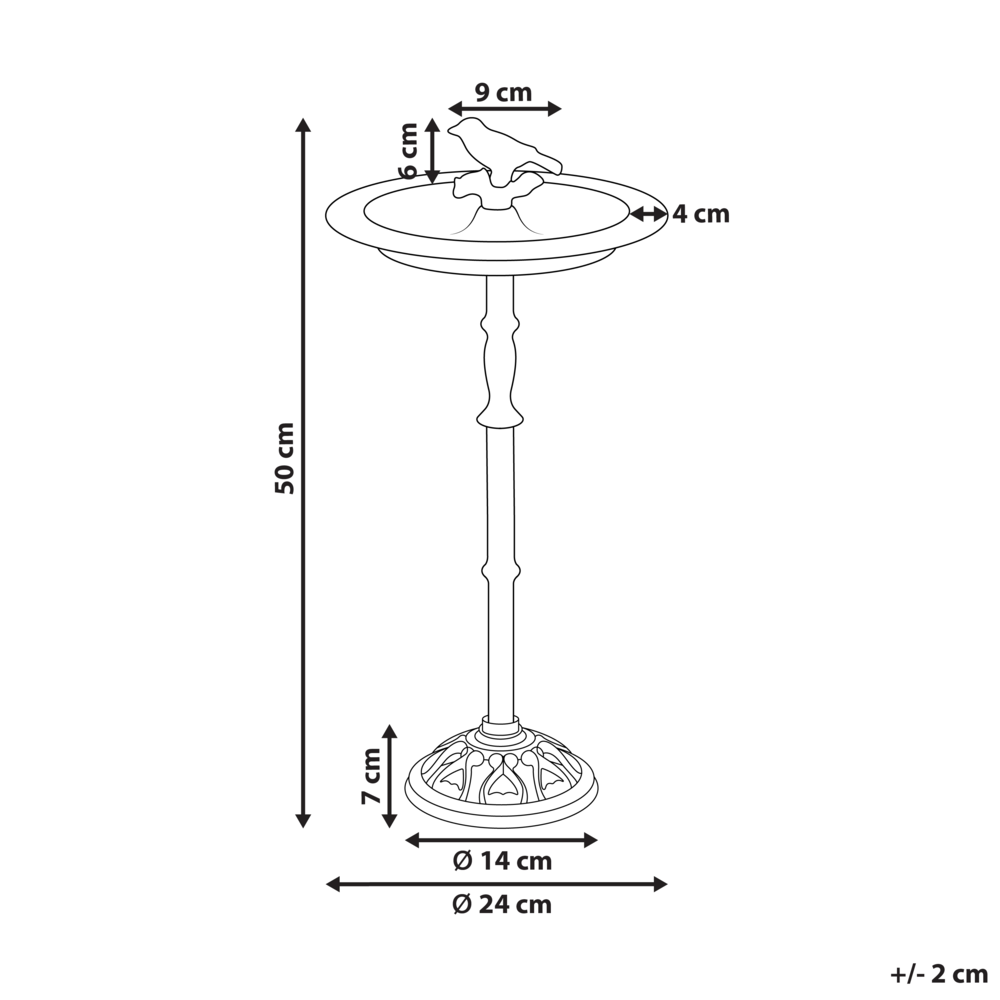 Fontana Uccelliera marrone Alimentatore d'acqua per uccelli in ferro per giardino Accento decorativo all'aperto
