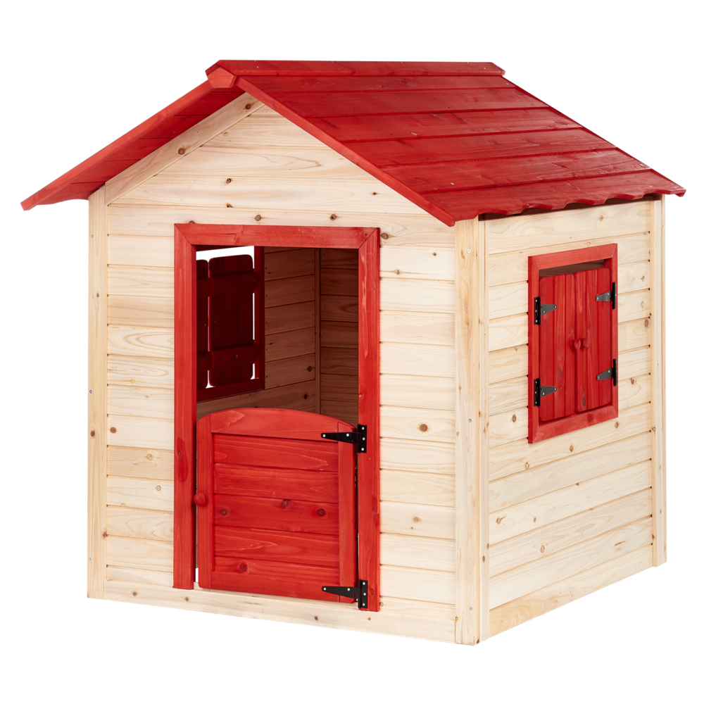 Casetta da giardino in legno d'abete Luce all'aperto Casetta per bambini Tetto rosso Casa per bambini