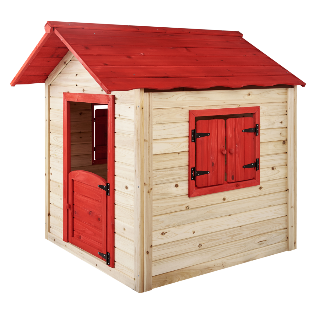 Casetta da giardino in legno d'abete Luce all'aperto Casetta per bambini Tetto rosso Casa per bambini