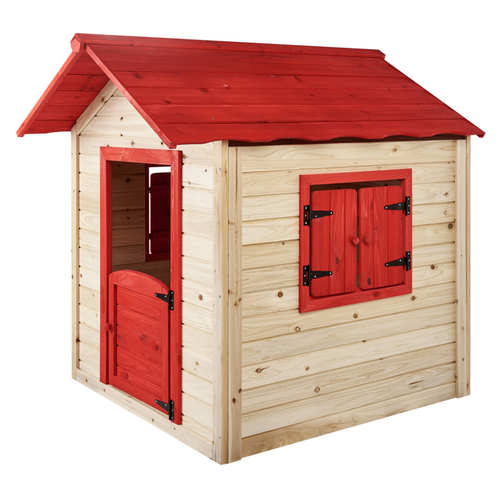 Casetta da giardino in legno d'abete Luce all'aperto Casetta per bambini Tetto rosso Casa per bambini