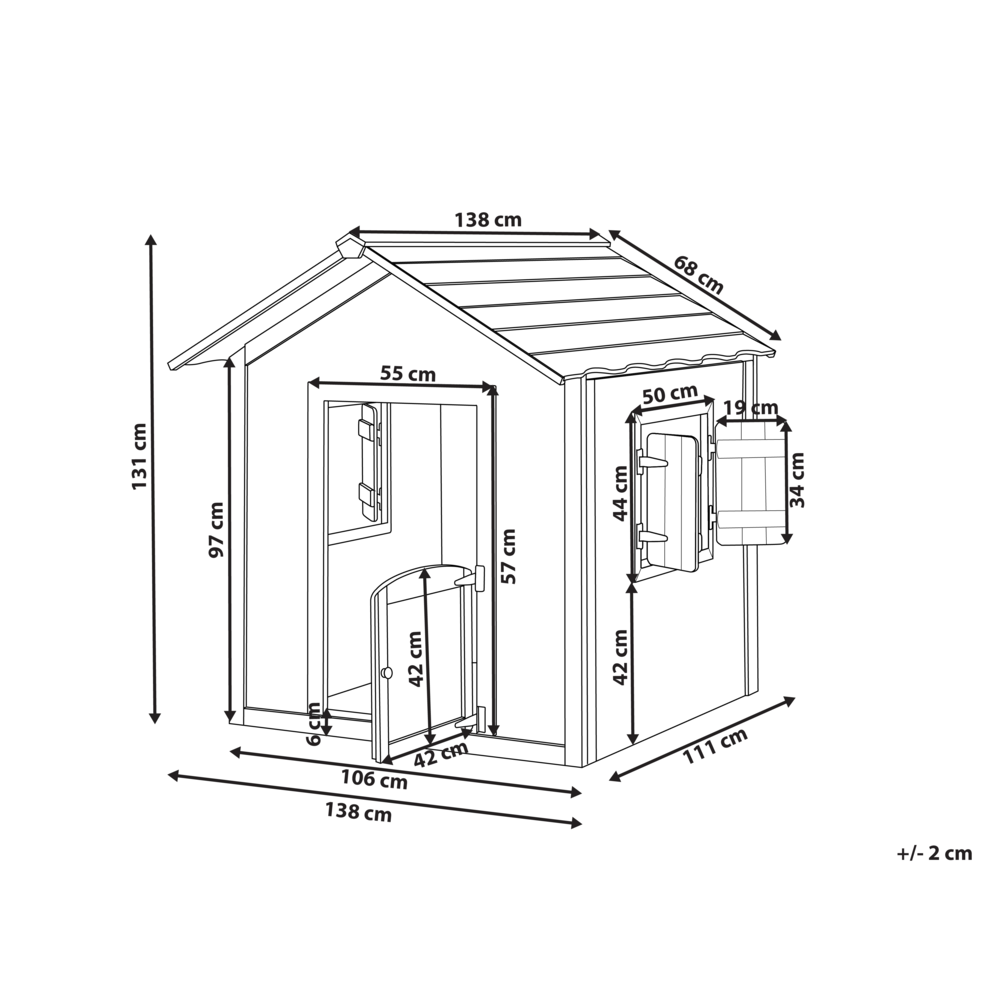 Casetta da giardino in legno d'abete Luce all'aperto Casetta per bambini Tetto rosso Casa per bambini