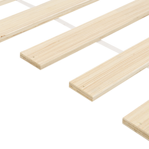 Letto in legno di pino bianco Dimensioni singole 90 x 200 Testiera a doghe minimalista