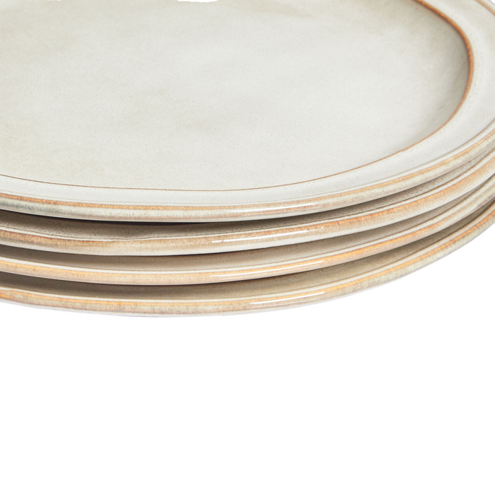 Set di 16 pezzi di gres beige chiaro in porcellana lavorato a mano  Servizio per 4 persone Cucina Sala da pranzo