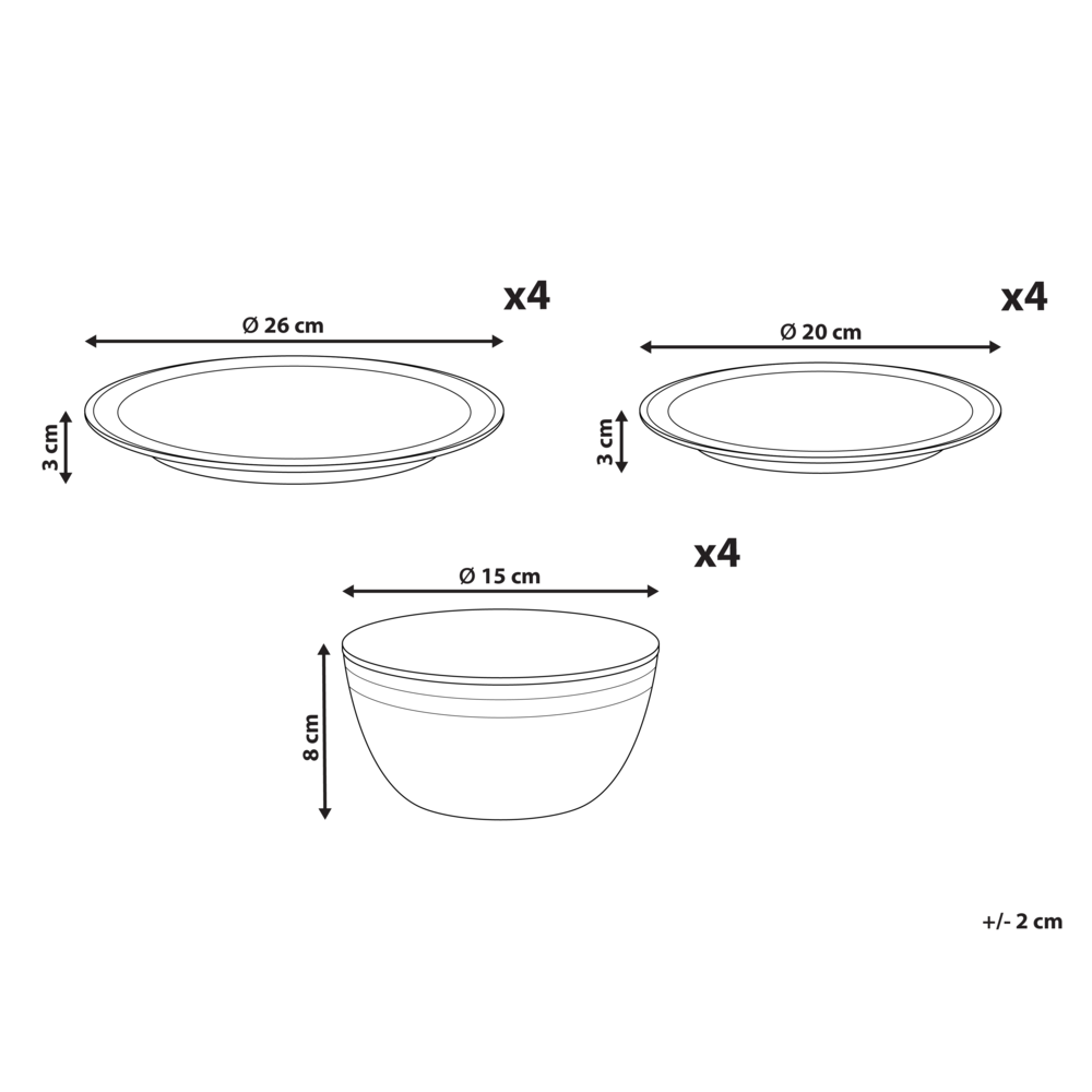 Set di 16 pezzi di gres beige chiaro in porcellana lavorato a mano  Servizio per 4 persone Cucina Sala da pranzo