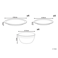 Set di 16 pezzi di gres beige chiaro in porcellana lavorato a mano  Servizio per 4 persone Cucina Sala da pranzo