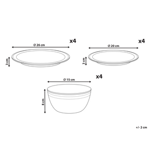 Set di 16 pezzi di gres beige chiaro in porcellana lavorato a mano  Servizio per 4 persone Cucina Sala da pranzo