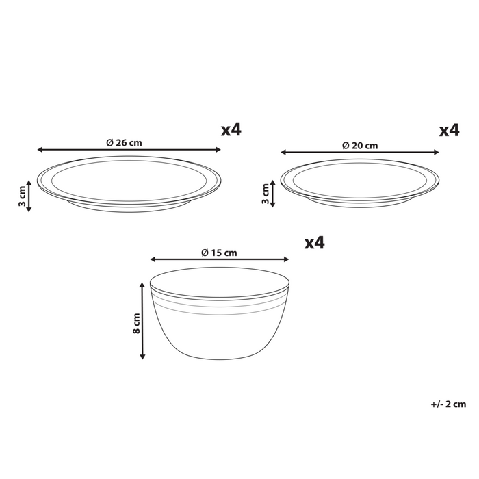 Set di 16 pezzi di gres beige chiaro in porcellana lavorato a mano  Servizio per 4 persone Cucina Sala da pranzo