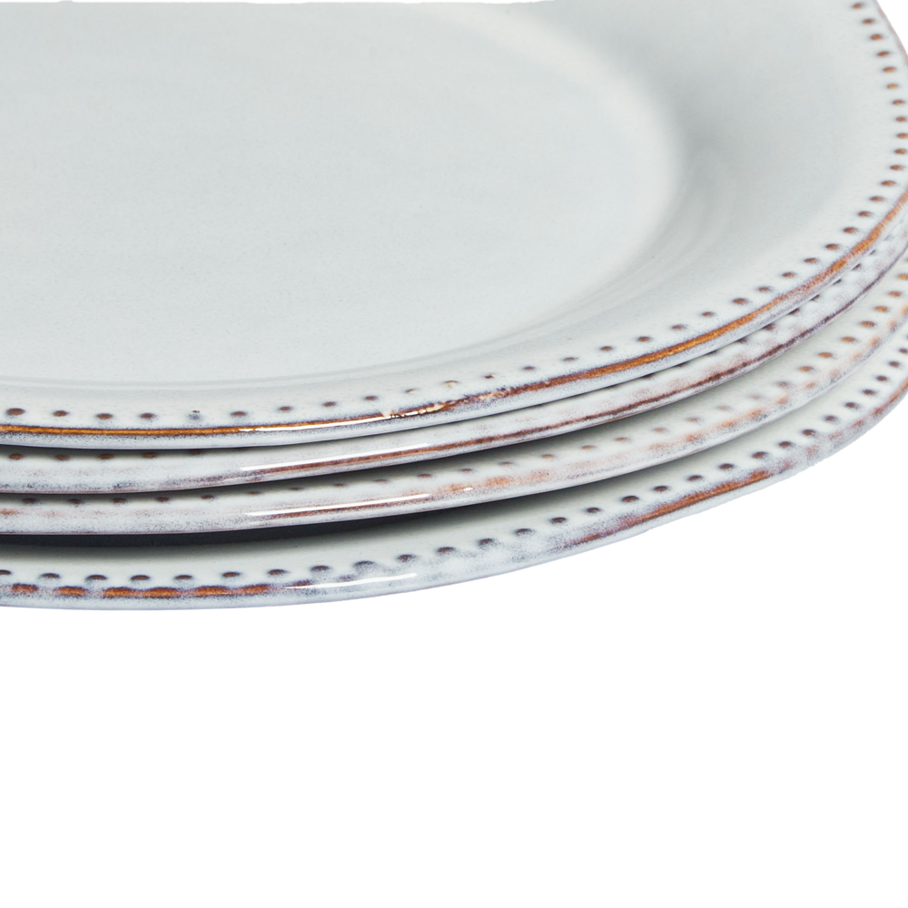 Set di 12 stoviglie in gres caolino blu chiaro fatto a mano con smalto reattivo Cucina Sala da pranzo