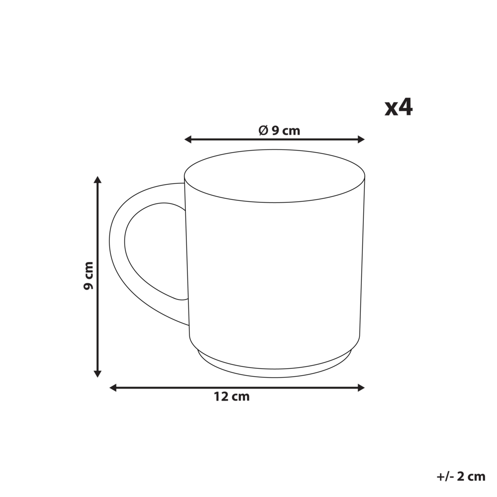 Set di 4 tazze Beige chiaro in gres caolino fatto a mano con smalto reattivo Cucina Sala da pranzo