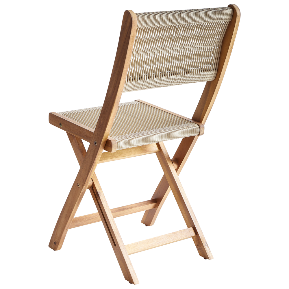 Set da bistrot 3 pezzi beige in legno d'acacia pieghevole a doghe Design moderno scandinavo