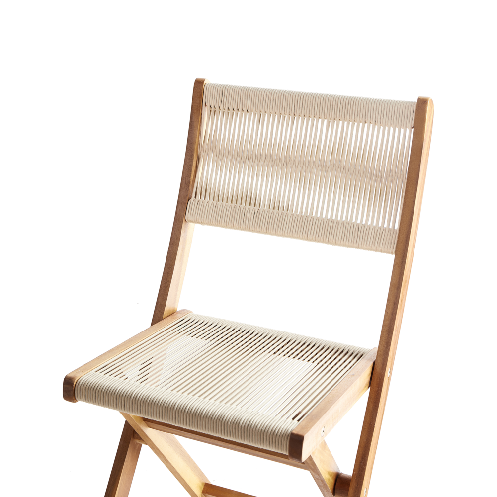 Set da bistrot 3 pezzi beige in legno d'acacia pieghevole a doghe Design moderno scandinavo