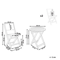 Set da bistrot 3 pezzi beige in legno d'acacia pieghevole a doghe Design moderno scandinavo